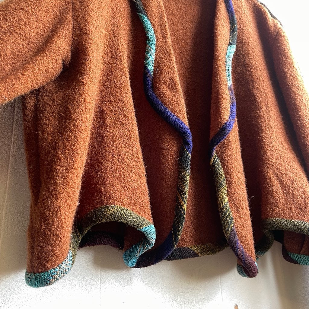 【古着】80s カラーライン ニットブルゾン レディース