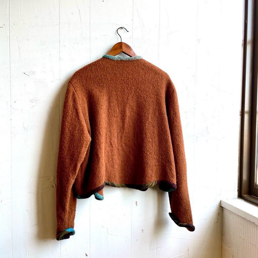 【古着】80s カラーライン ニットブルゾン レディース