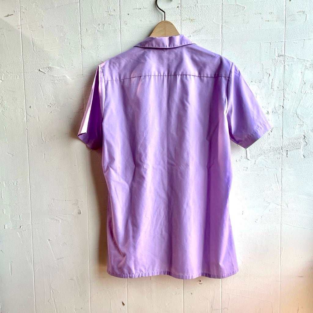 【古着】80s リー / Lee パープル オープンカラー半袖シャツ レディース アメリカ古着