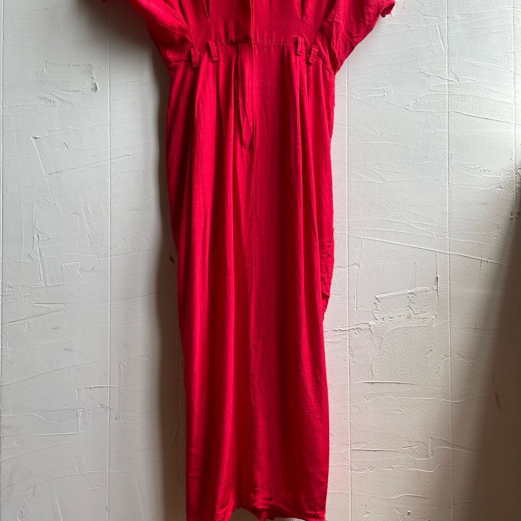 【古着】70s ヴィンテージワンピース 赤 レッドレディース アメリカ古着