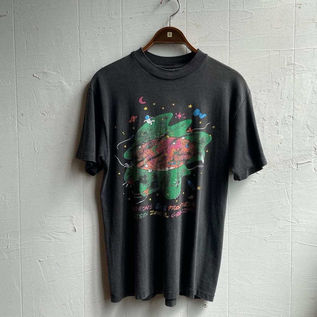 古着】90s プリントTシャツ フェードブラック 安い 中古 美品 かわいい