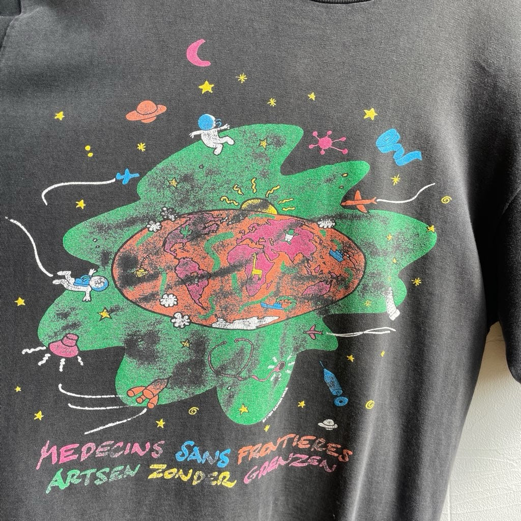 【古着】90s プリントTシャツ フェードブラック