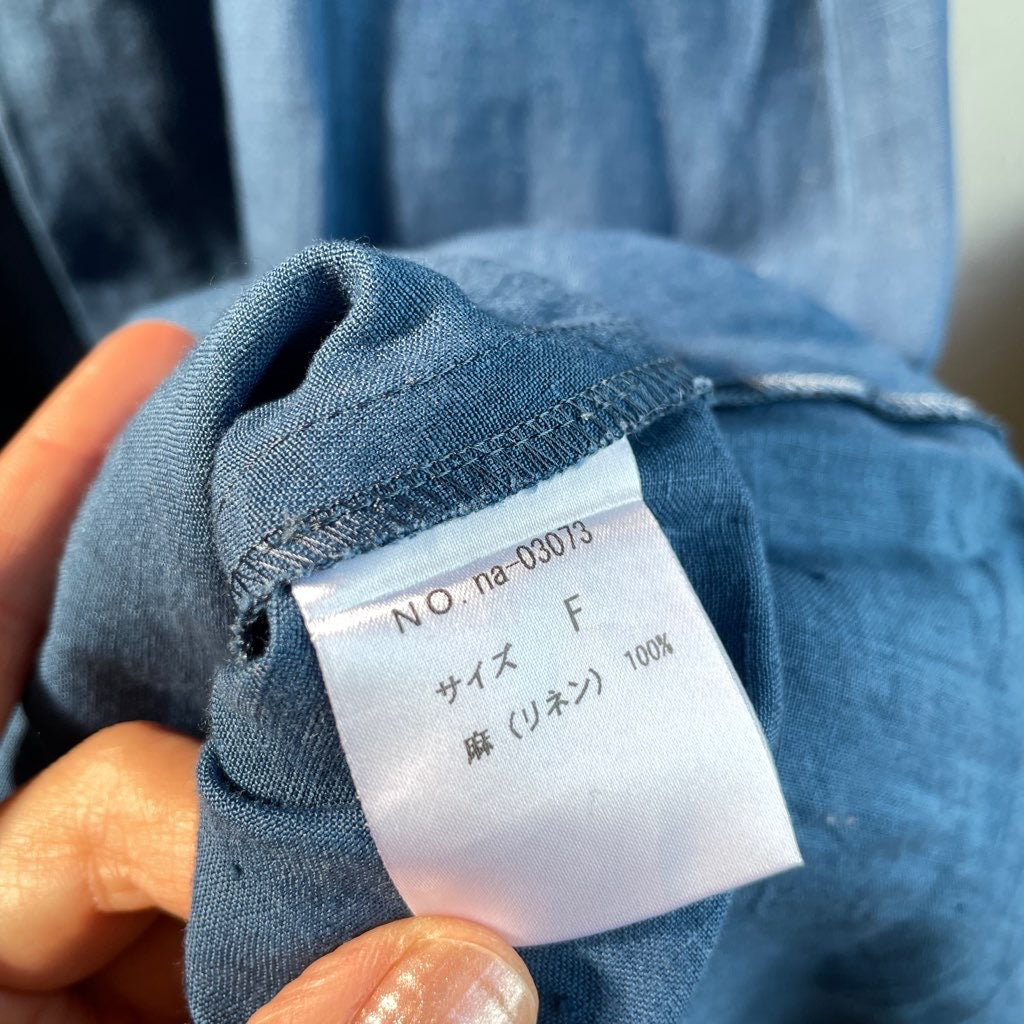 【古着】アトリエナルセ / atelier naruse リネンファーマーズワンピ / linen farmers one-piece ブルー