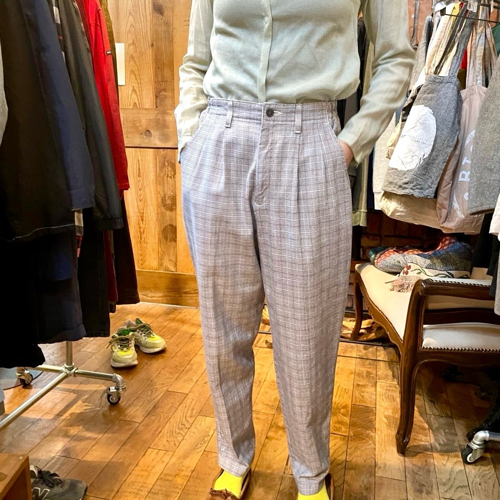 【古着】リー / Lee CASUALS 90s チェック コットンイージーパンツ テーパードパンツ スラックス