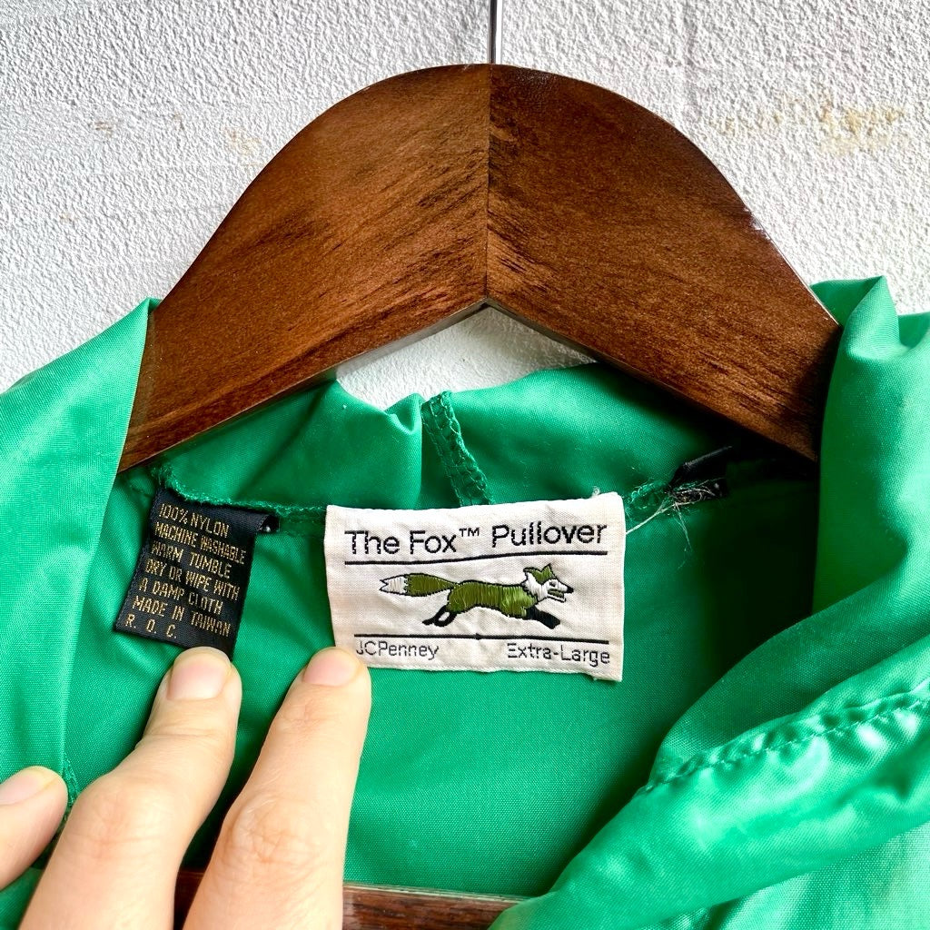 【古着】80s JCPenney The Fox アノラックパーカ グリーン ナイロン ハーフジップ