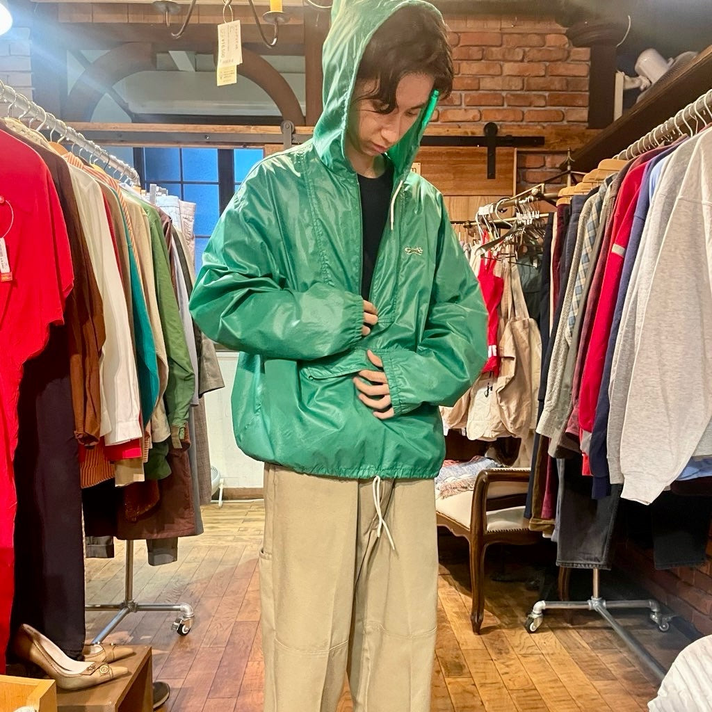 【古着】80s JCPenney The Fox アノラックパーカ グリーン ナイロン ハーフジップ