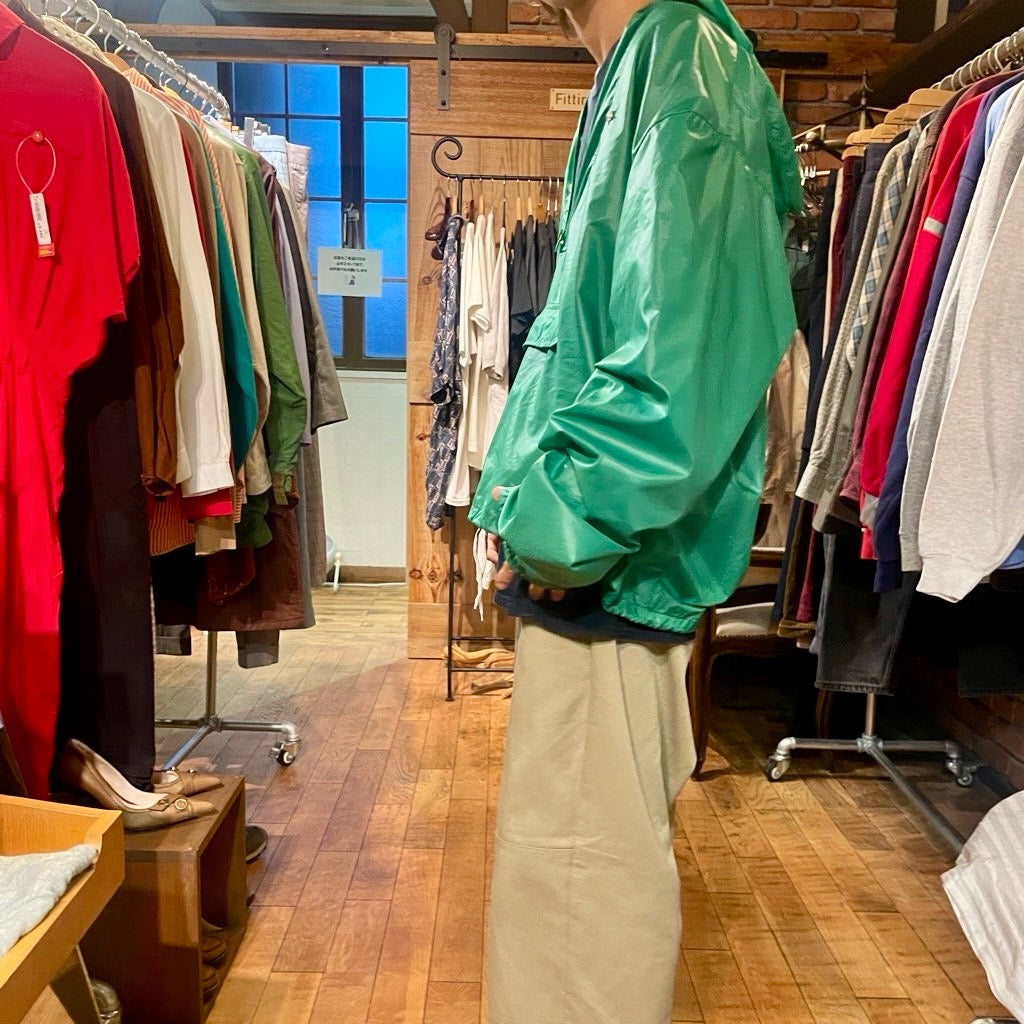 【古着】80s JCPenney The Fox アノラックパーカ グリーン ナイロン ハーフジップ