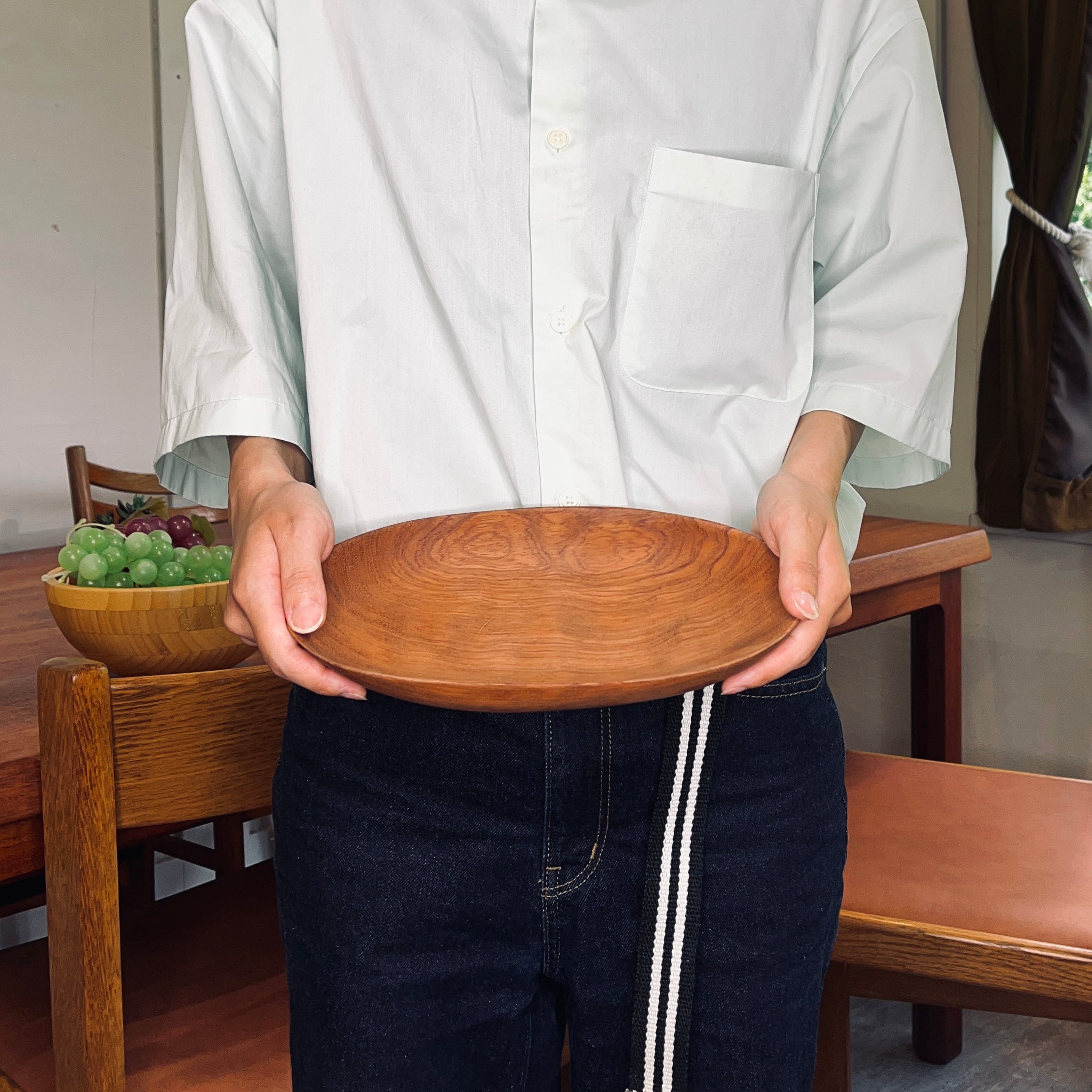 ブビンガ無垢材 リメイクボウル 楕円 トレイ 木皿 25㎝ リバイブモブラープロジェクト