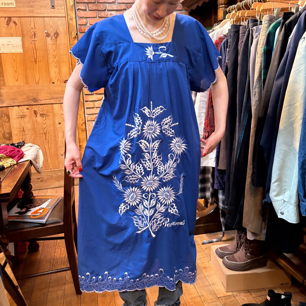 USED古着(ユーズドフルギ) saruche インド染め 三角模様 ワンピース  