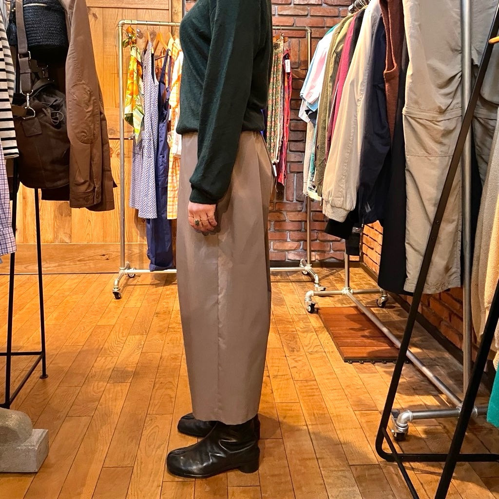 【古着】ミズイロインド / mizuiro ind パンツ グレー ハイウエスト ワイドパンツ タックパンツ 未使用