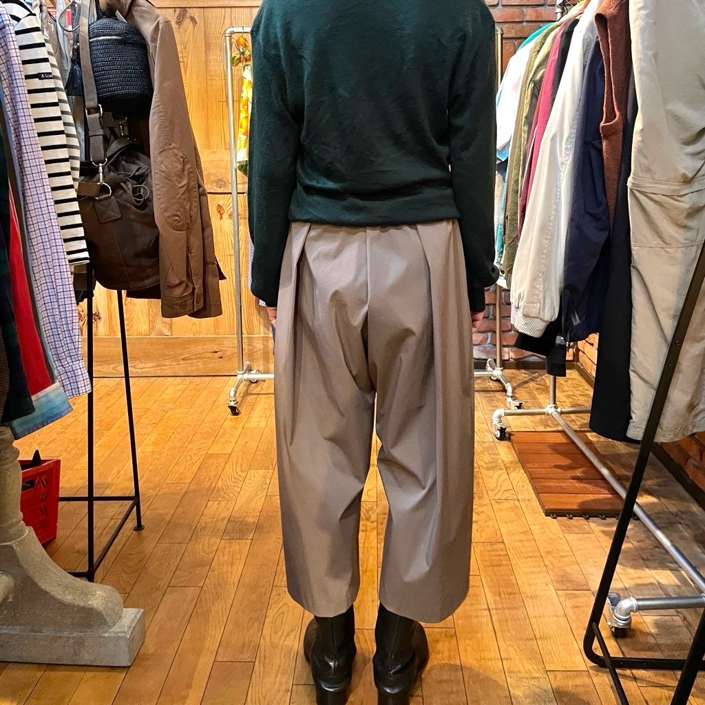 【古着】ミズイロインド / mizuiro ind パンツ グレー ハイウエスト ワイドパンツ タックパンツ 未使用