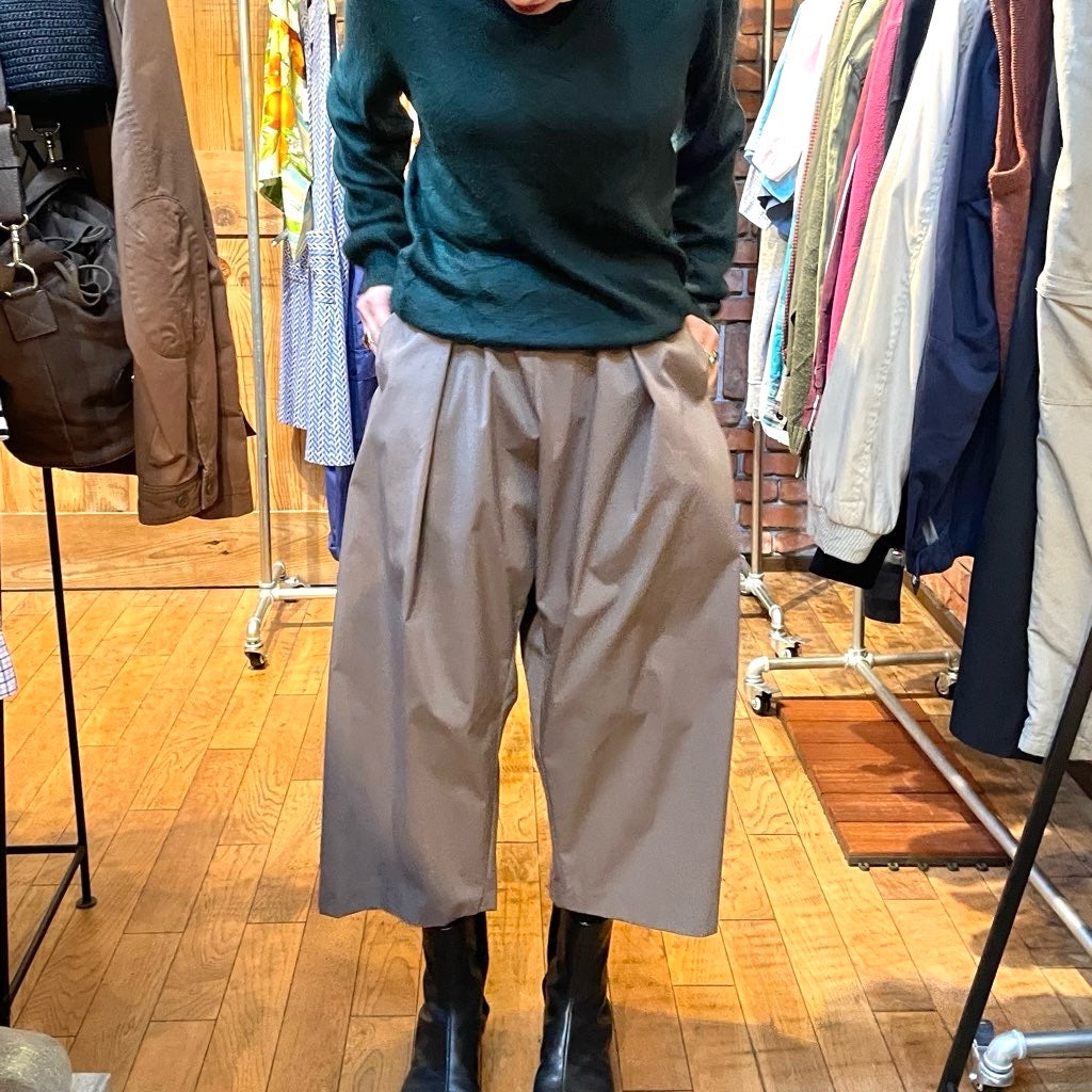 【古着】ミズイロインド / mizuiro ind パンツ グレー ハイウエスト ワイドパンツ タックパンツ 未使用