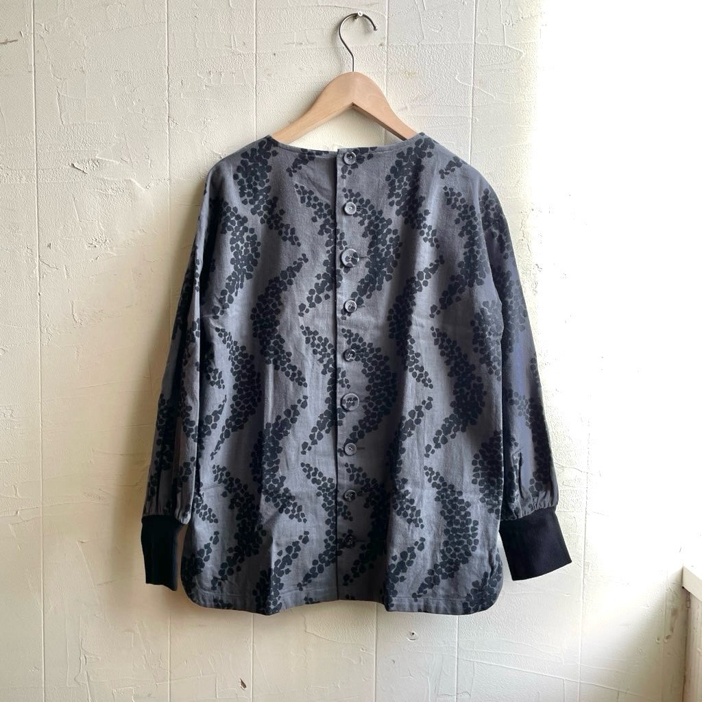 【古着】アトリエナルセ / atelier naruse コットンムーンスモックブラウス / cotton ~moon~ smock blouse plus rib チャコール カットソー