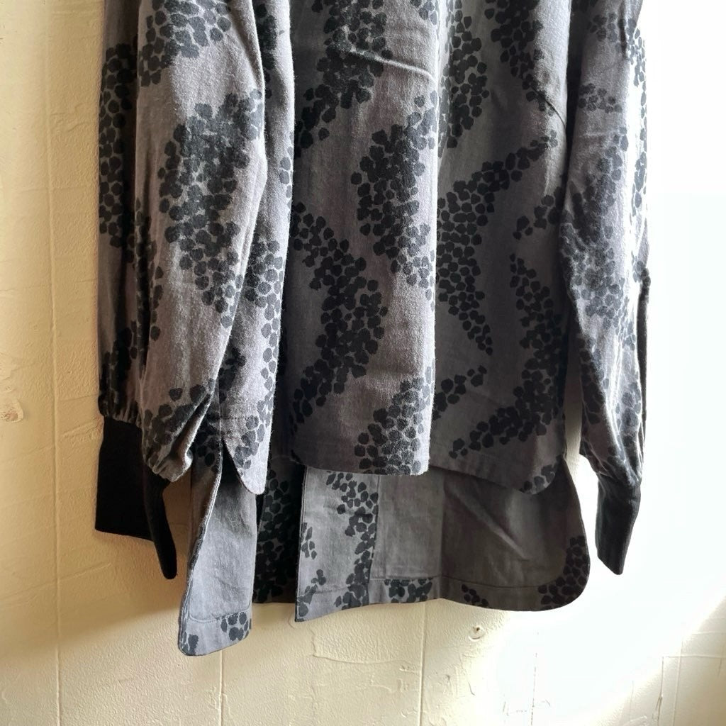 【古着】アトリエナルセ / atelier naruse コットンムーンスモックブラウス / cotton ~moon~ smock blouse plus rib チャコール カットソー