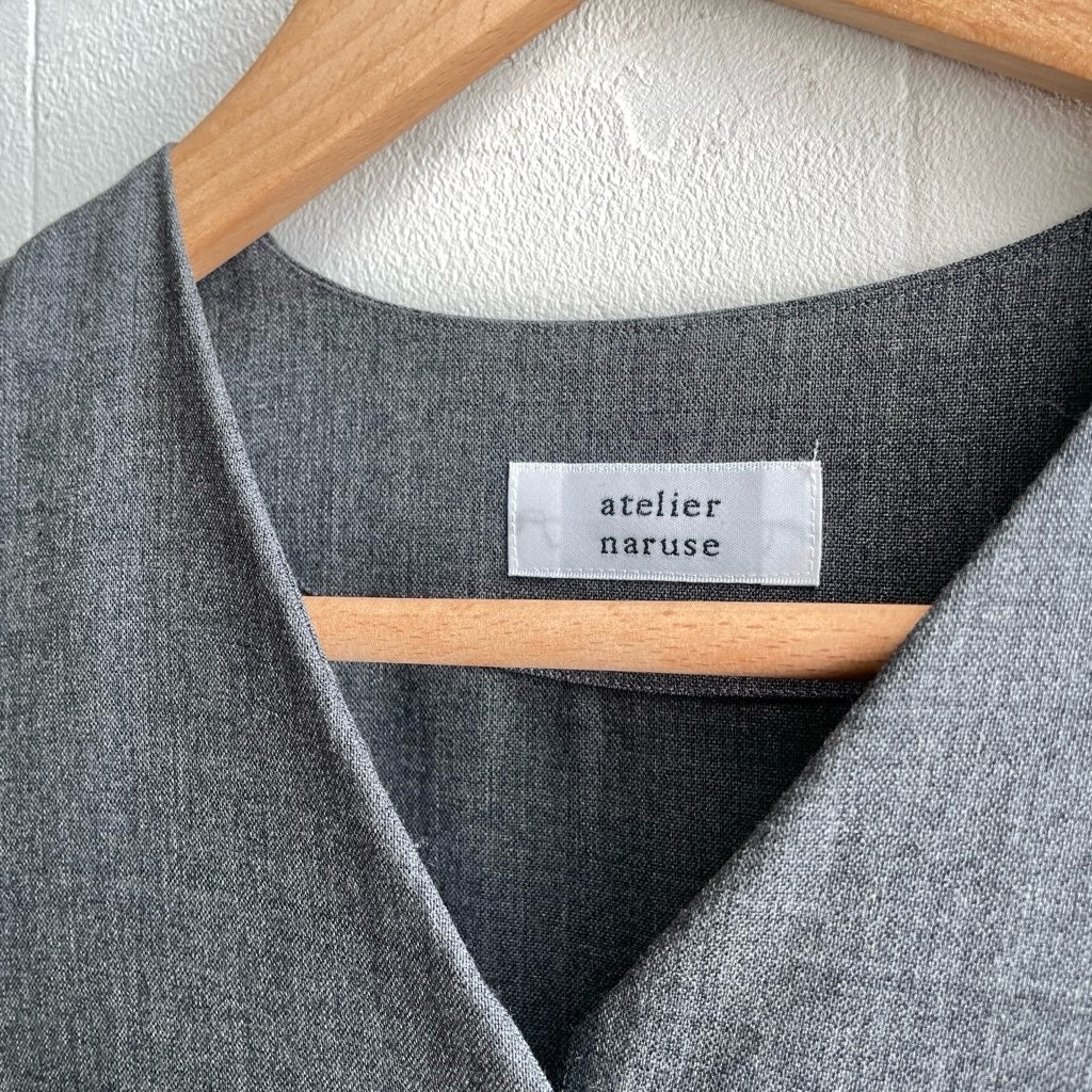 【古着】アトリエナルセ / atelier naruse クルミボタン フォーマルワンピース グレー オケージョンワンピース