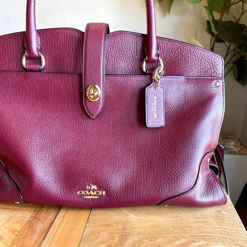【古着】コーチ / COACH マーサーサッチェル 2WAYバッグレザーバッグ ボルドー ハンドバッグ ショルダーストラップ付