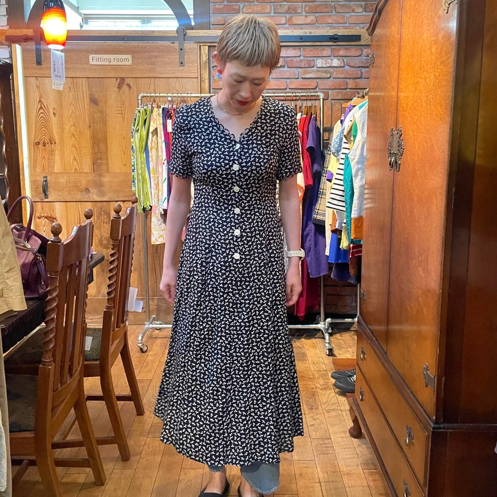 【古着】80s  ヴィンテージ フラワーパターン ワンピース レディース 花柄