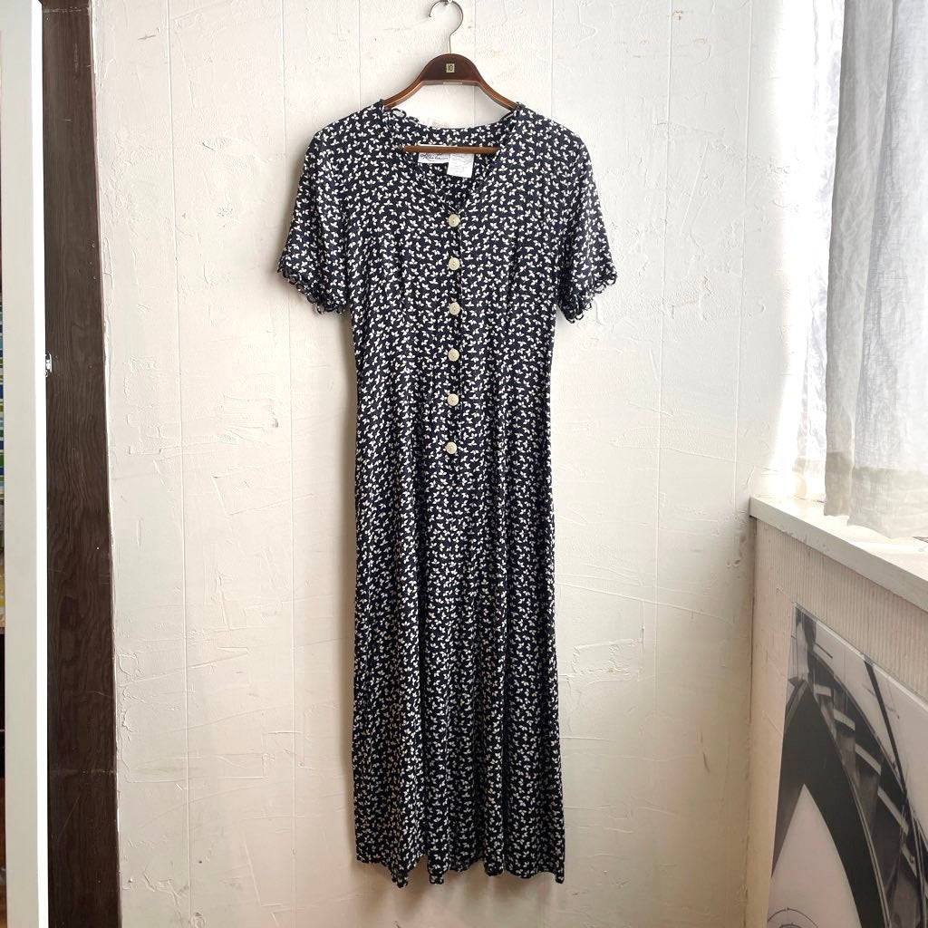 【古着】80s  ヴィンテージ フラワーパターン ワンピース レディース 花柄