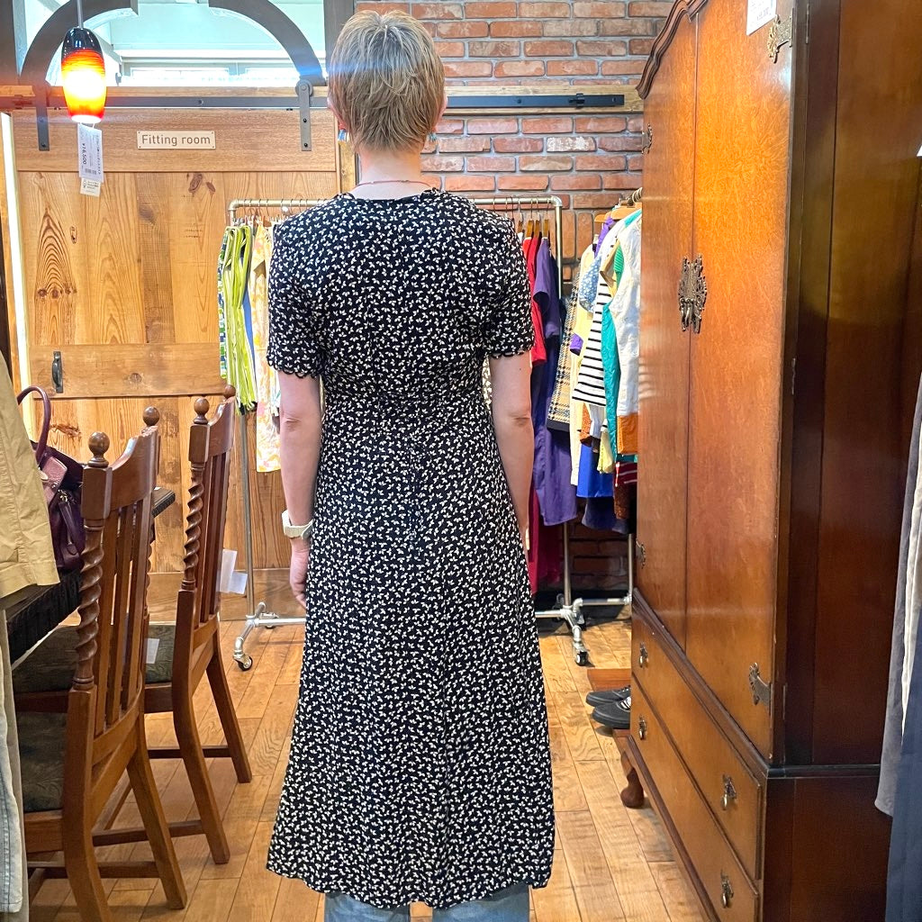 【古着】80s ヴィンテージ フラワーパターン ワンピース レディース 花柄