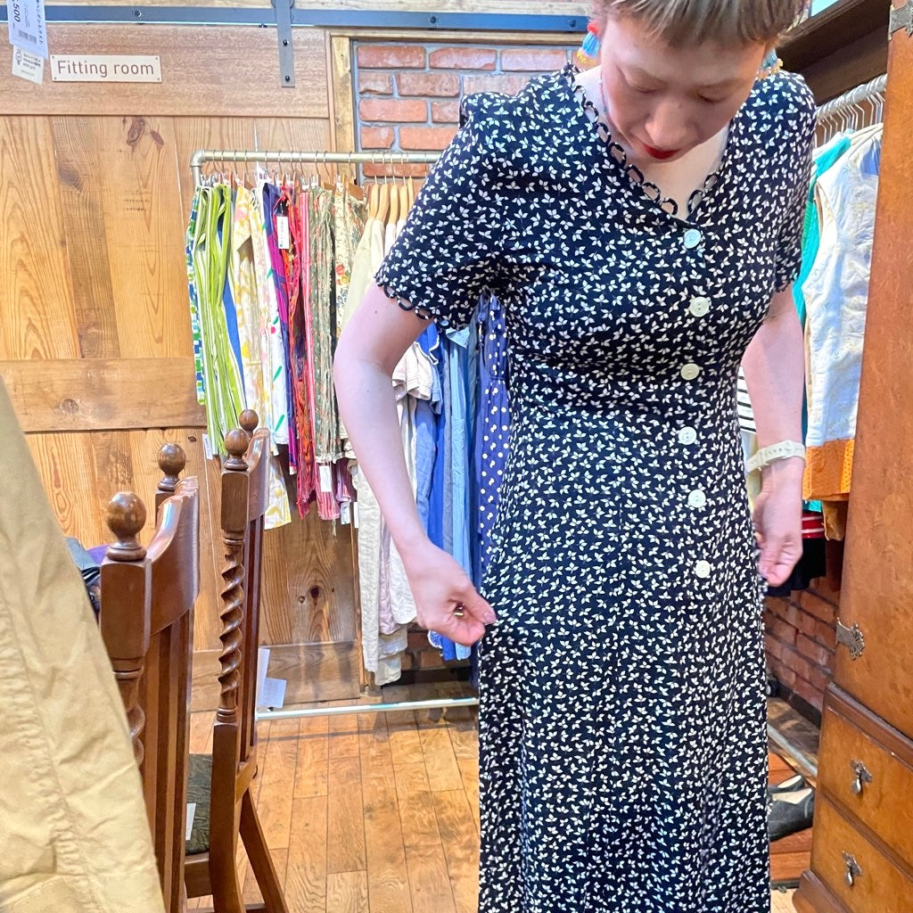 【古着】80s ヴィンテージ フラワーパターン ワンピース レディース 花柄