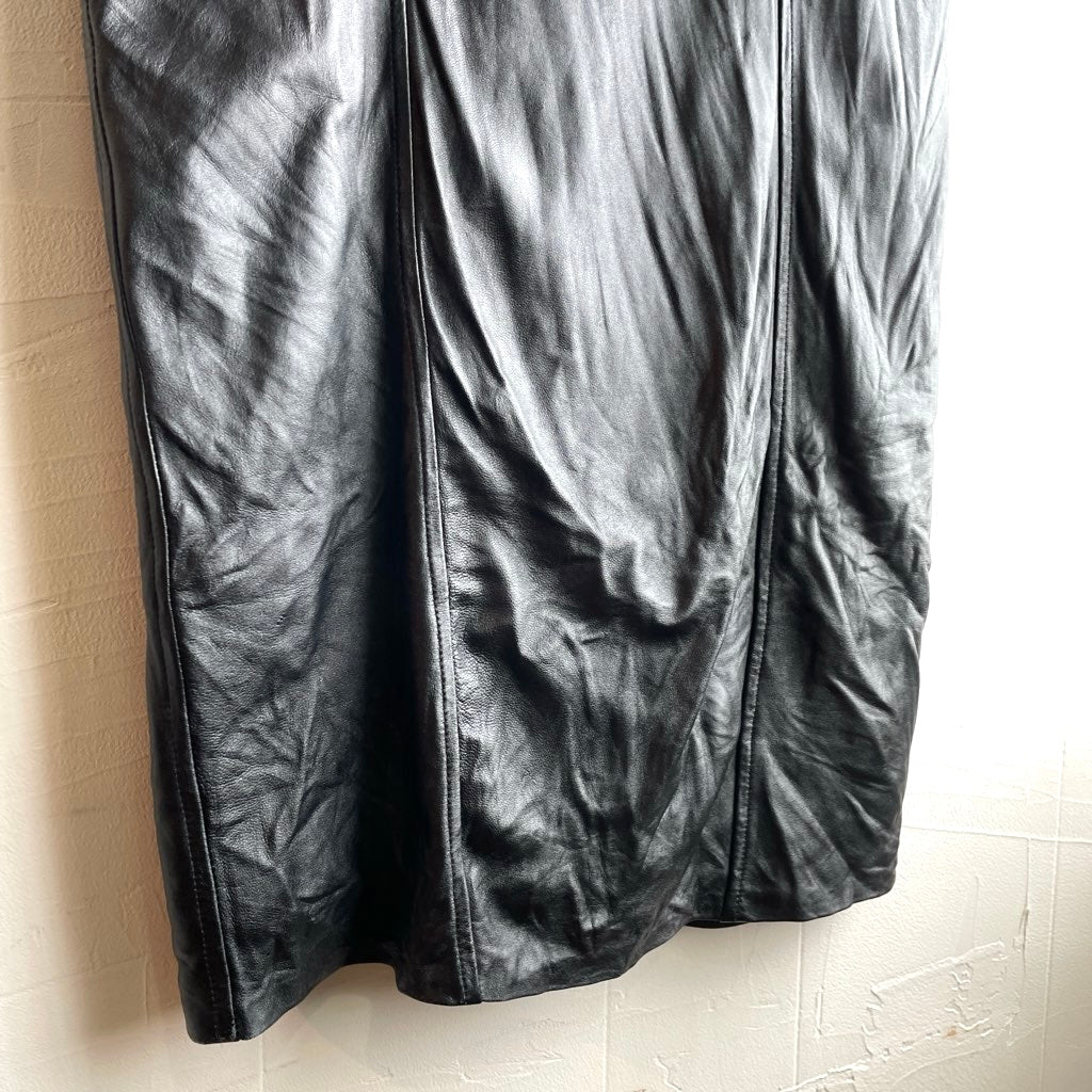 【古着】90s フェイクレザースカート ブラック Leather Skirt