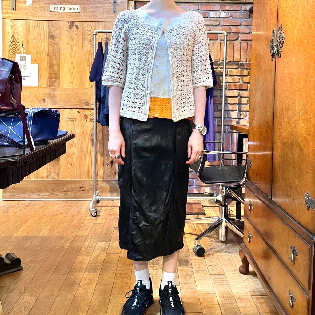 【古着】90s フェイクレザースカート ブラック Leather Skirt