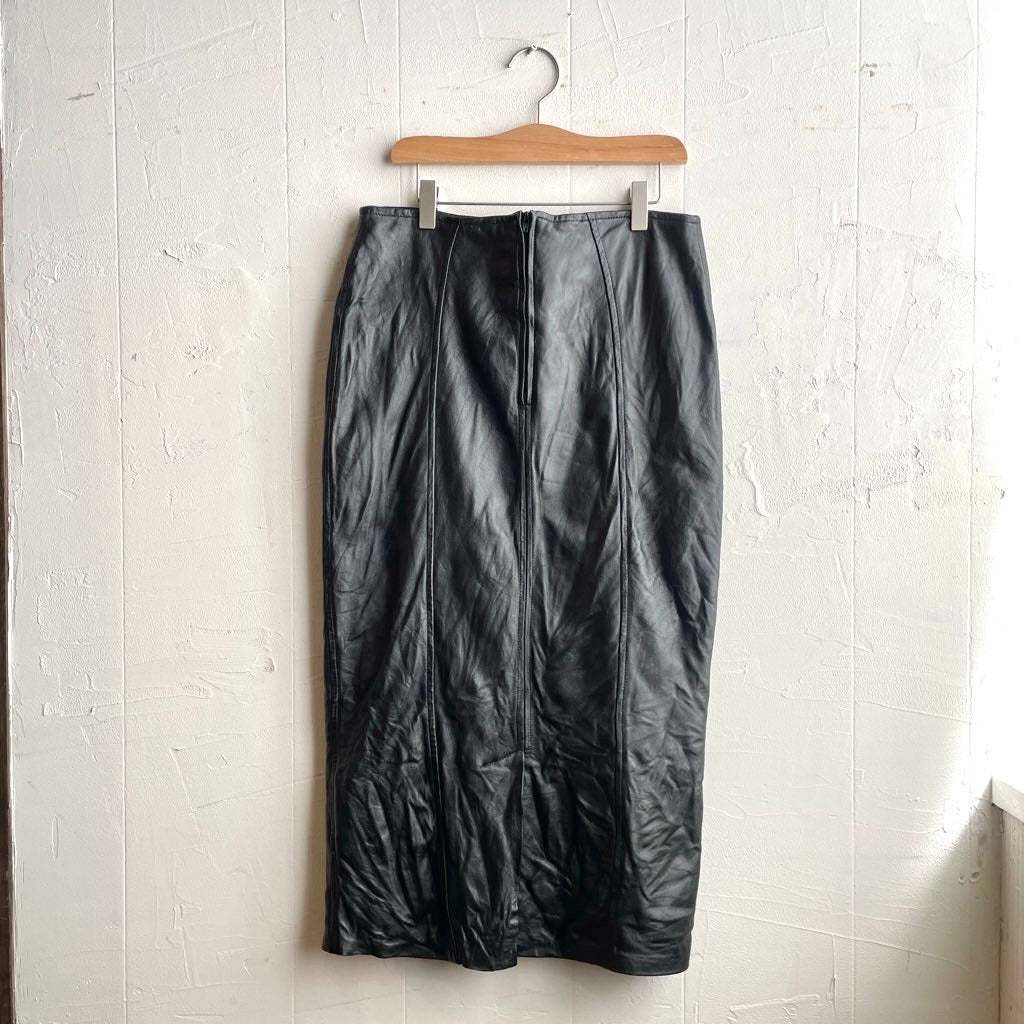 【古着】90s フェイクレザースカート ブラック Leather Skirt