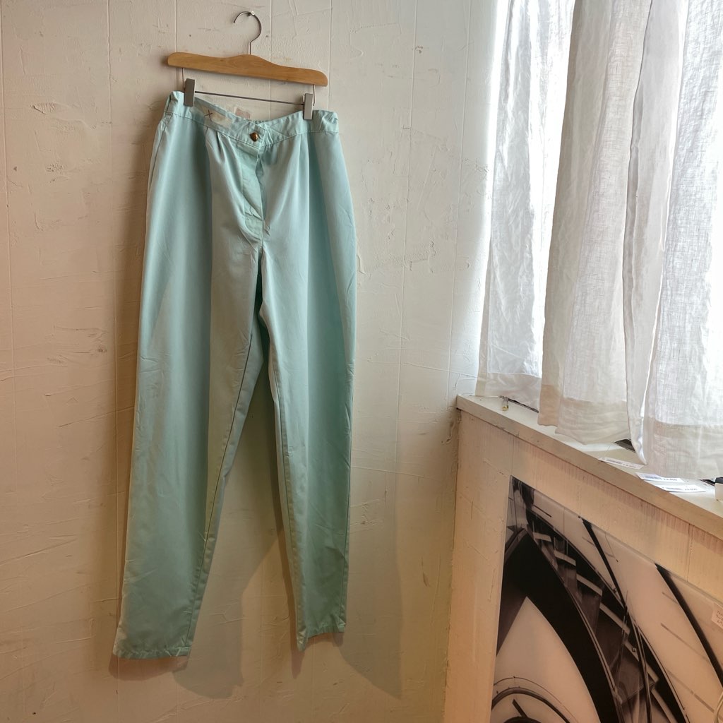 【古着】90s メディカルワークパンツ ミントグリーン ボタンフライ ユーロ古着