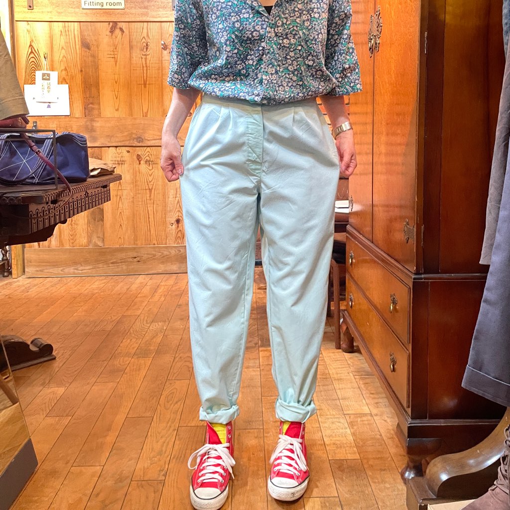 【古着】90s メディカルワークパンツ ミントグリーン ボタンフライ ユーロ古着