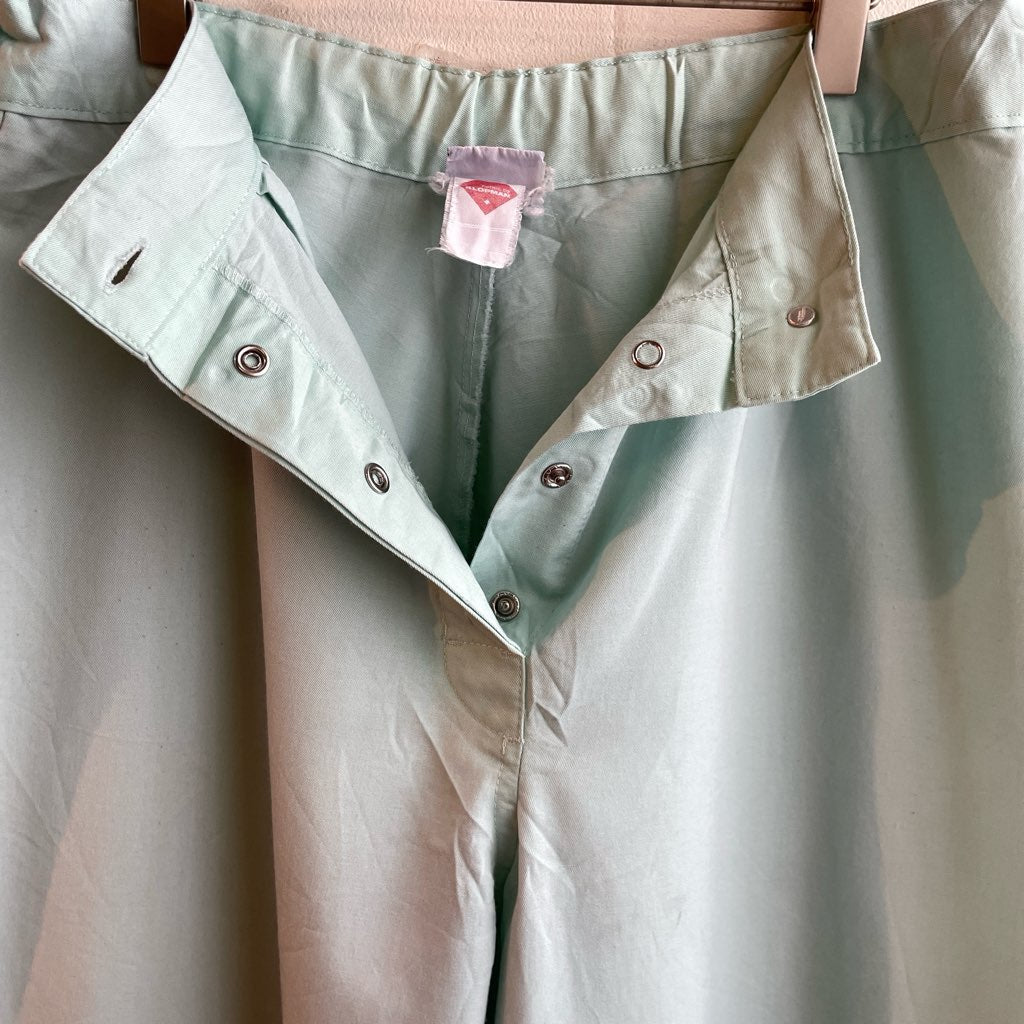 【古着】90s メディカルワークパンツ ミントグリーン ボタンフライ ユーロ古着