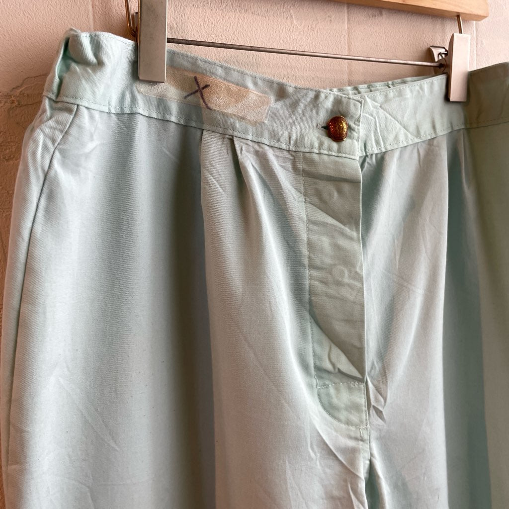 【古着】90s メディカルワークパンツ ミントグリーン ボタンフライ ユーロ古着