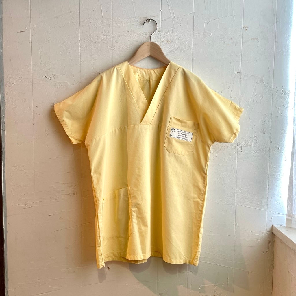 【古着】フランス メディカルシャツ トップス イエロー スクラブトップ ユーロ古着