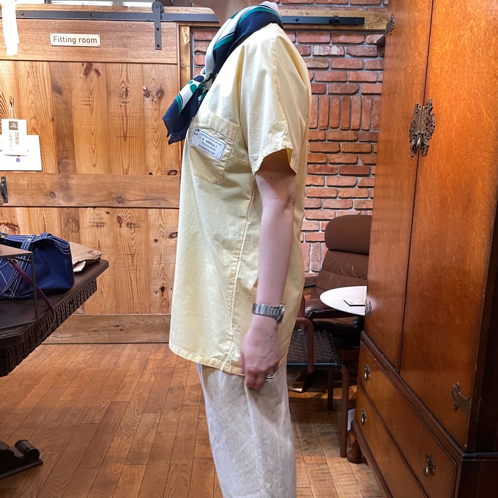 【古着】フランス メディカルシャツ トップス イエロー スクラブトップ ユーロ古着