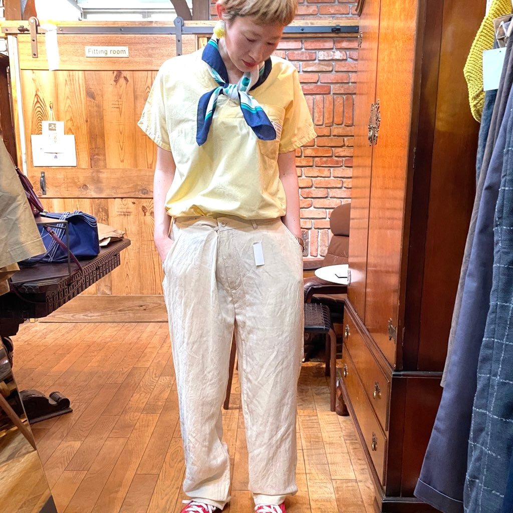 【古着】フランス メディカルシャツ トップス イエロー スクラブトップ ユーロ古着