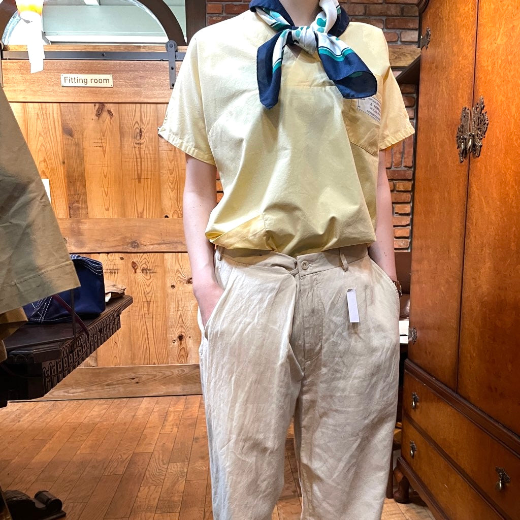 【古着】フランス メディカルシャツ トップス イエロー スクラブトップ ユーロ古着