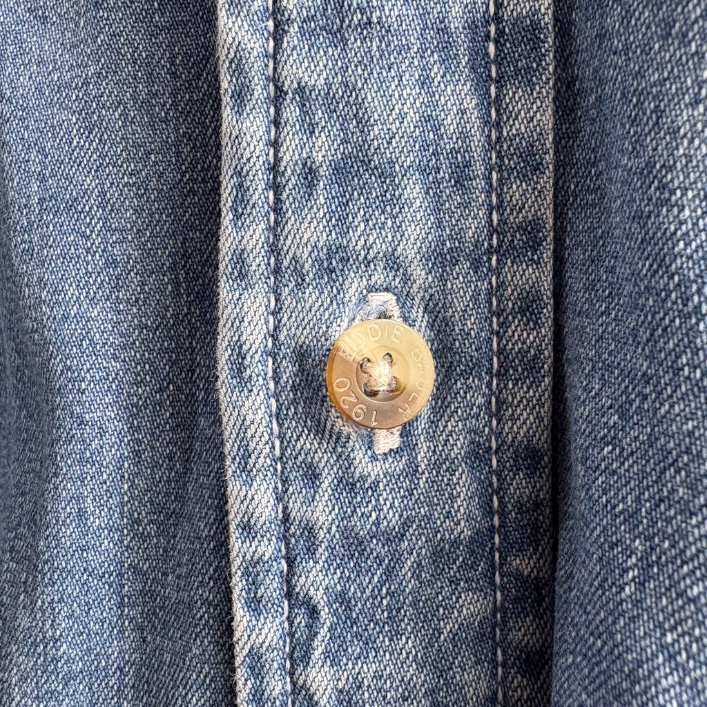 【古着】Eddie Bauer 90's デニムシャツ ノーカラーシャツ