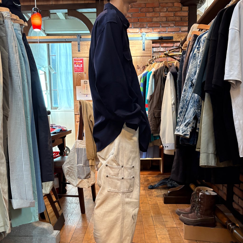 【古着】70's オフィサーシャツ ミリタリー 長袖 メンズ ネイビー