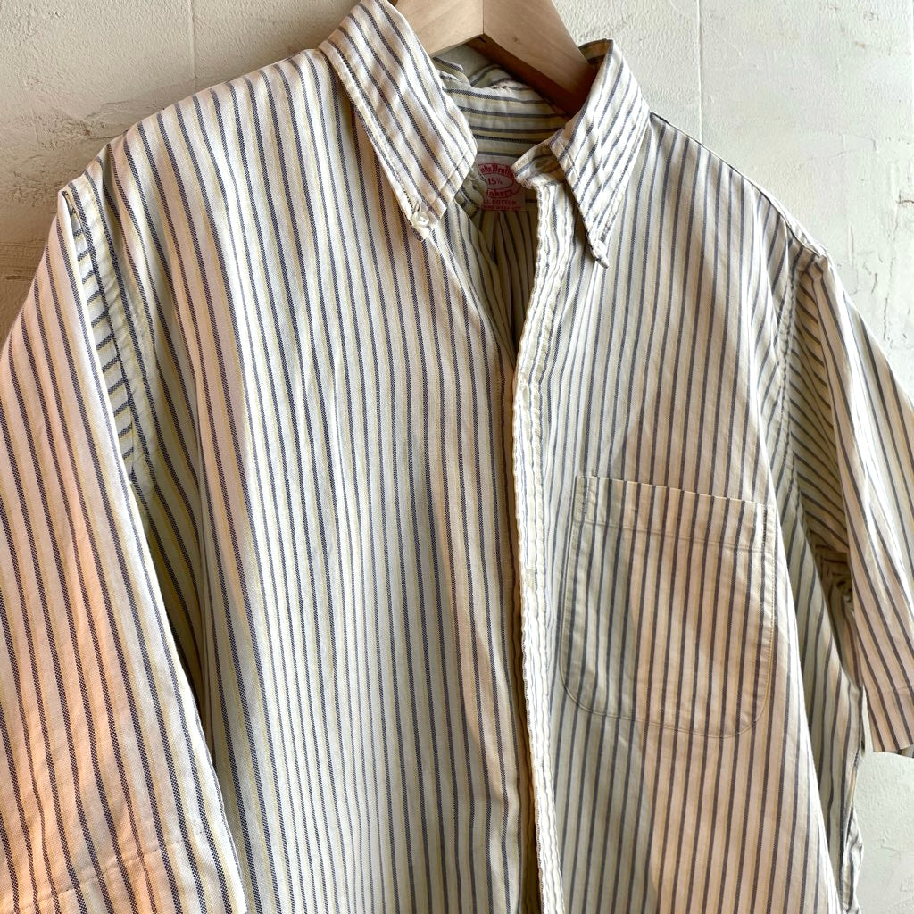 【古着】60s ブルックスブラザーズ / Brooks Brothers makers ボタンダウン ストライプ 半袖シャツ 6ボタン ヴィンテージ