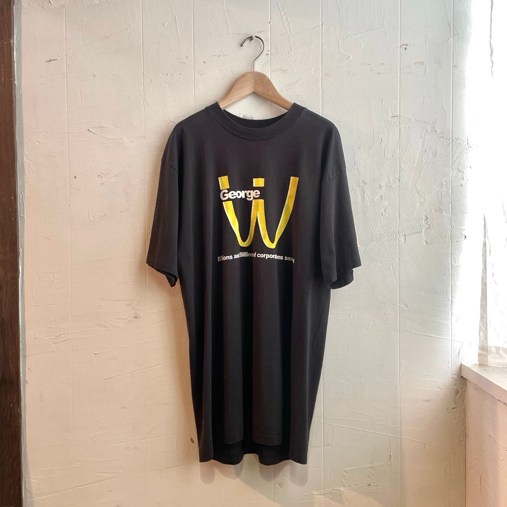 古着】90s George W Bush パロディTシャツ 黒 ブラック マック 夏 半袖 