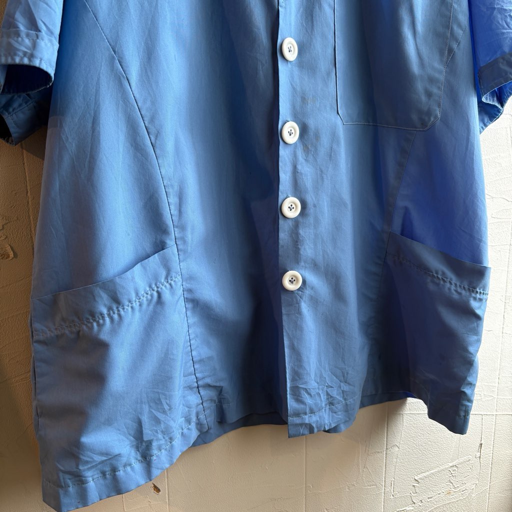 【古着】ブルー ヴィンテージシャツ 開襟シャツ ユーロ EURO VINTAGE