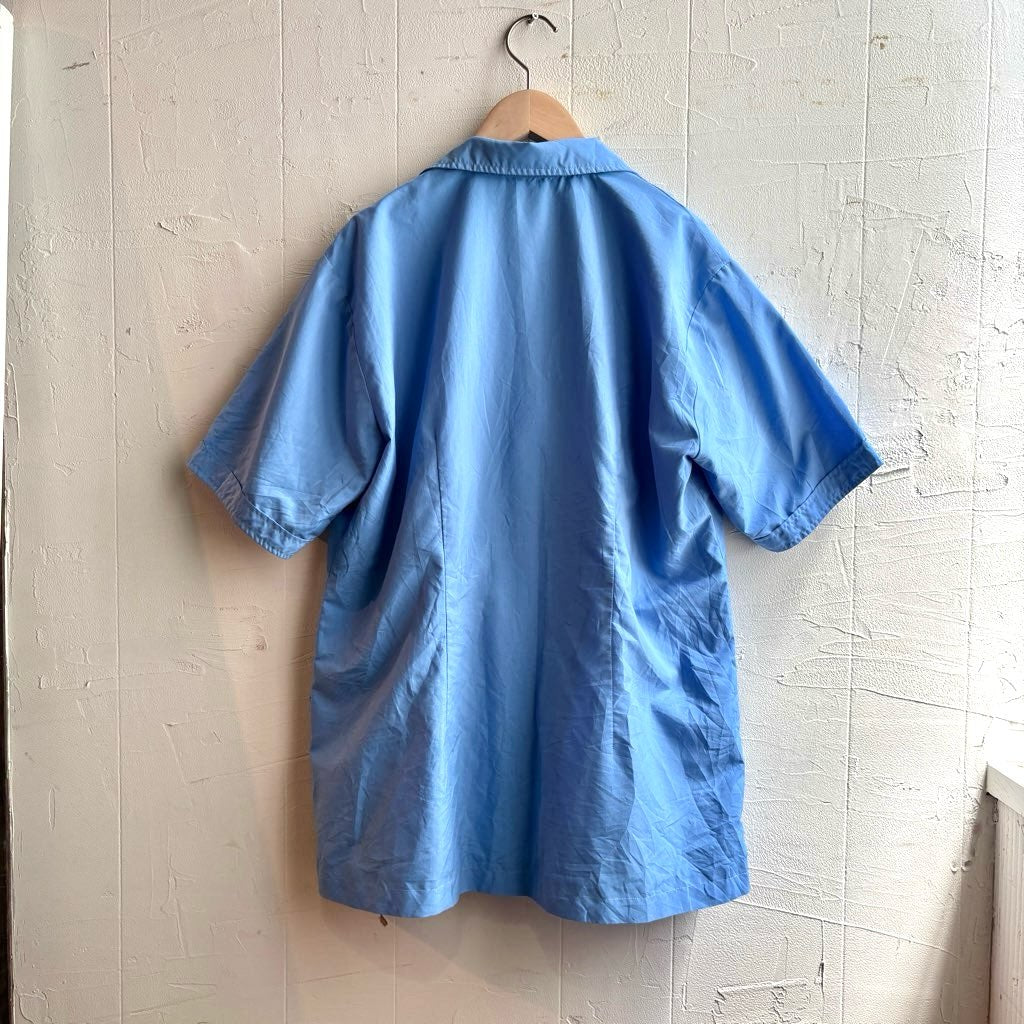 【古着】ブルー ヴィンテージシャツ 開襟シャツ ユーロ EURO VINTAGE