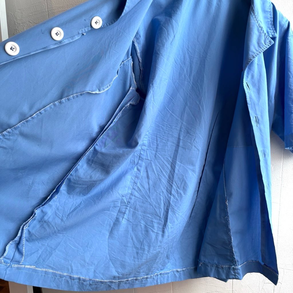 【古着】ブルー ヴィンテージシャツ 開襟シャツ ユーロ EURO VINTAGE