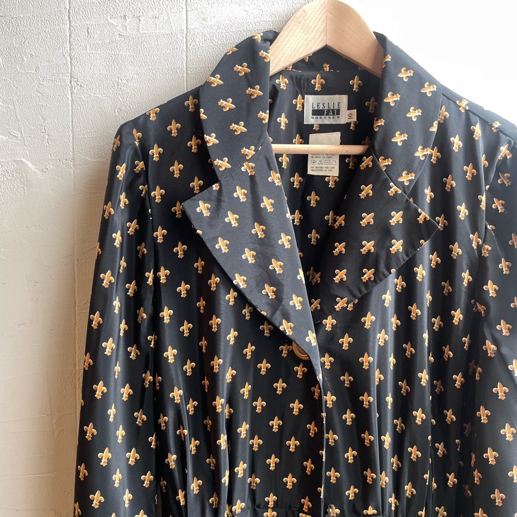 【古着】80s ヴィンテージ フルール・ド・リスパターン ワンピース レディース ホース柄