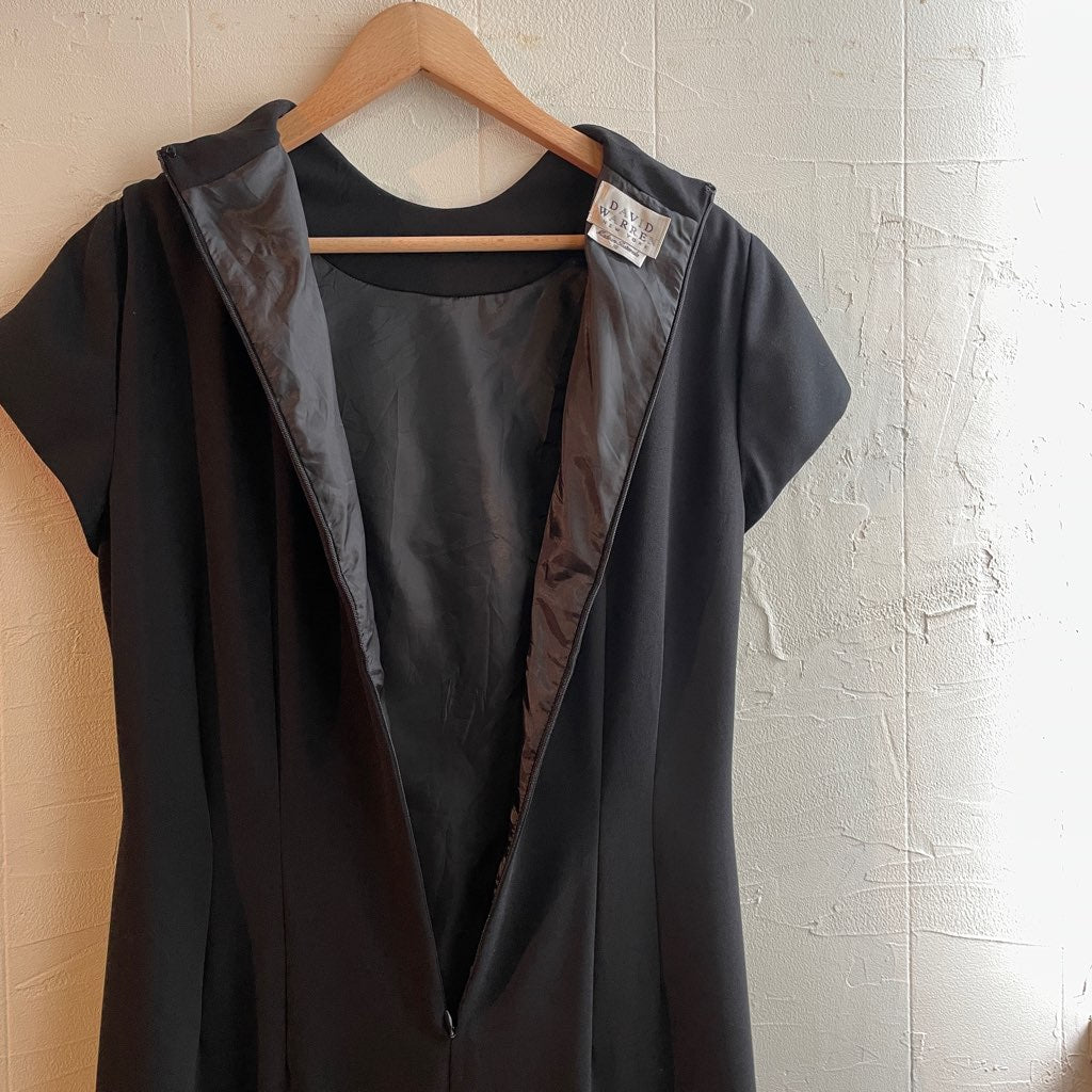 【古着】フォーマル スリット ワンピース ブラック レディース ヴィンテージ