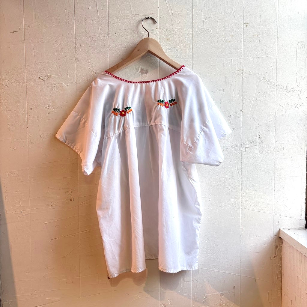 【古着】エスニックシャツ ホワイト レディース 刺繍