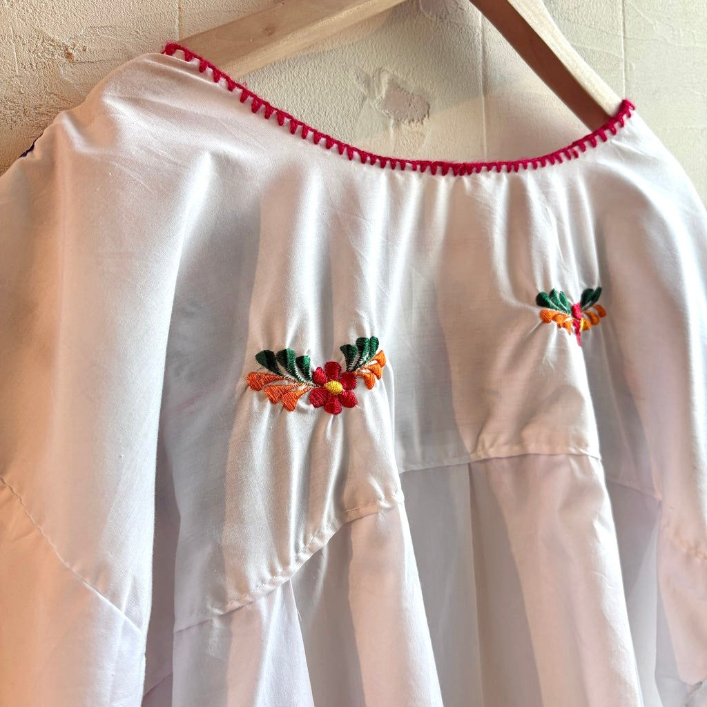 【古着】エスニックシャツ ホワイト レディース 刺繍