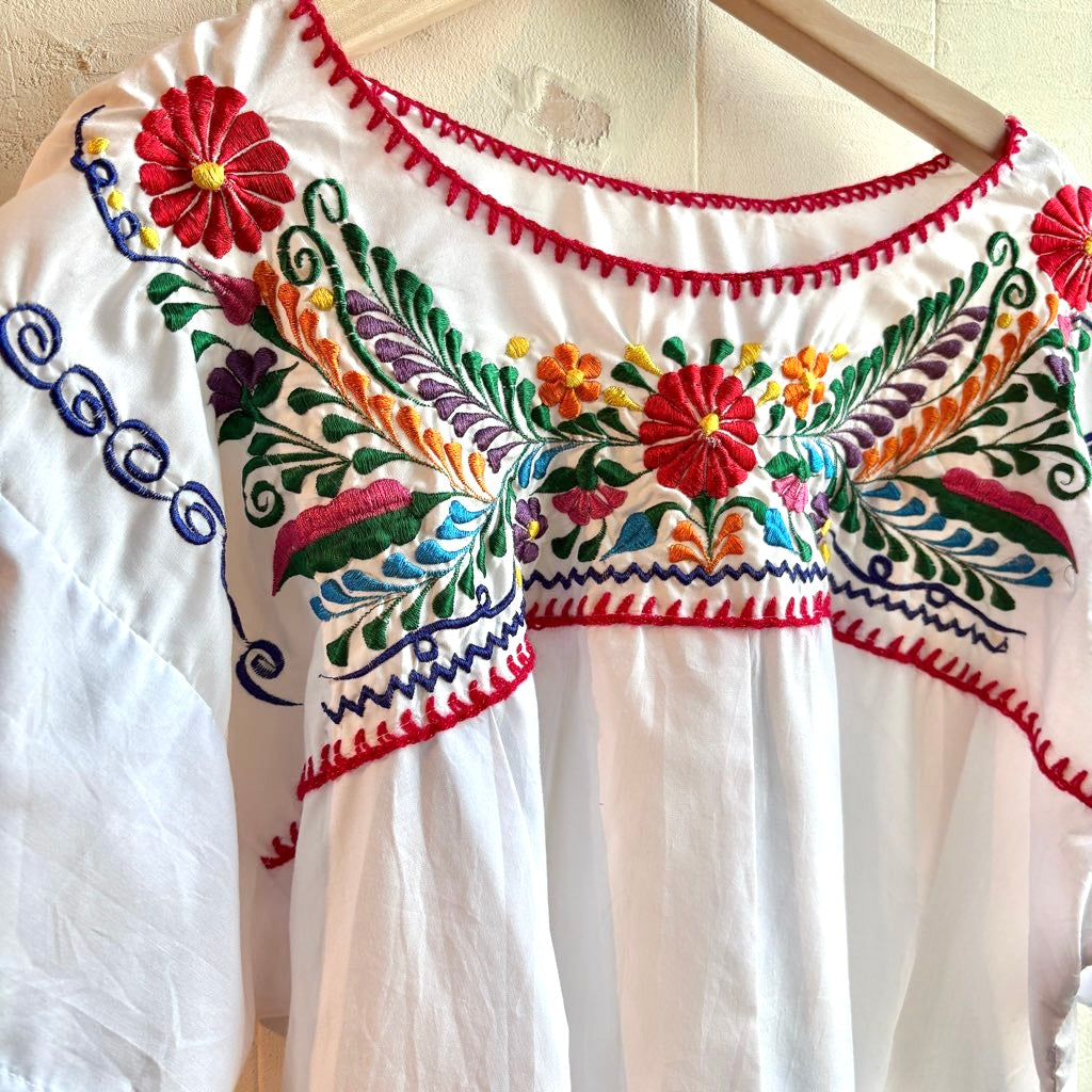 【古着】エスニックシャツ ホワイト レディース 刺繍