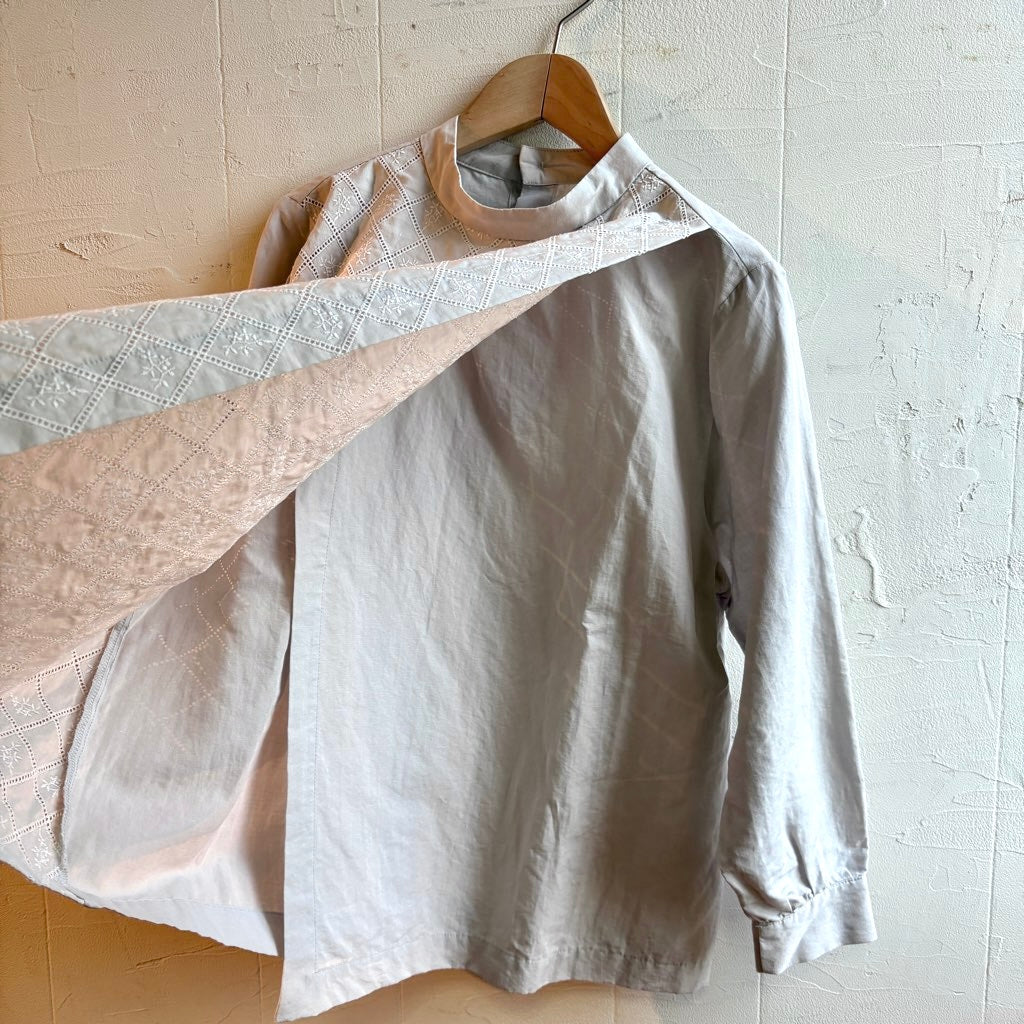 【古着】中川政七商店 刺繍のかさねブラウス 矢来花飾