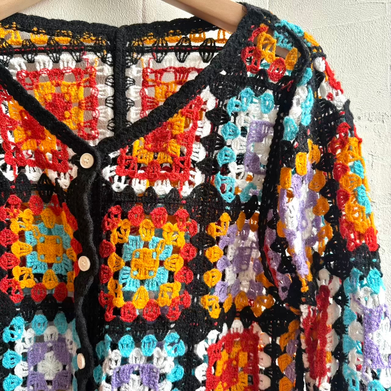 【古着】グラニーニット カーディガン カラフルニット