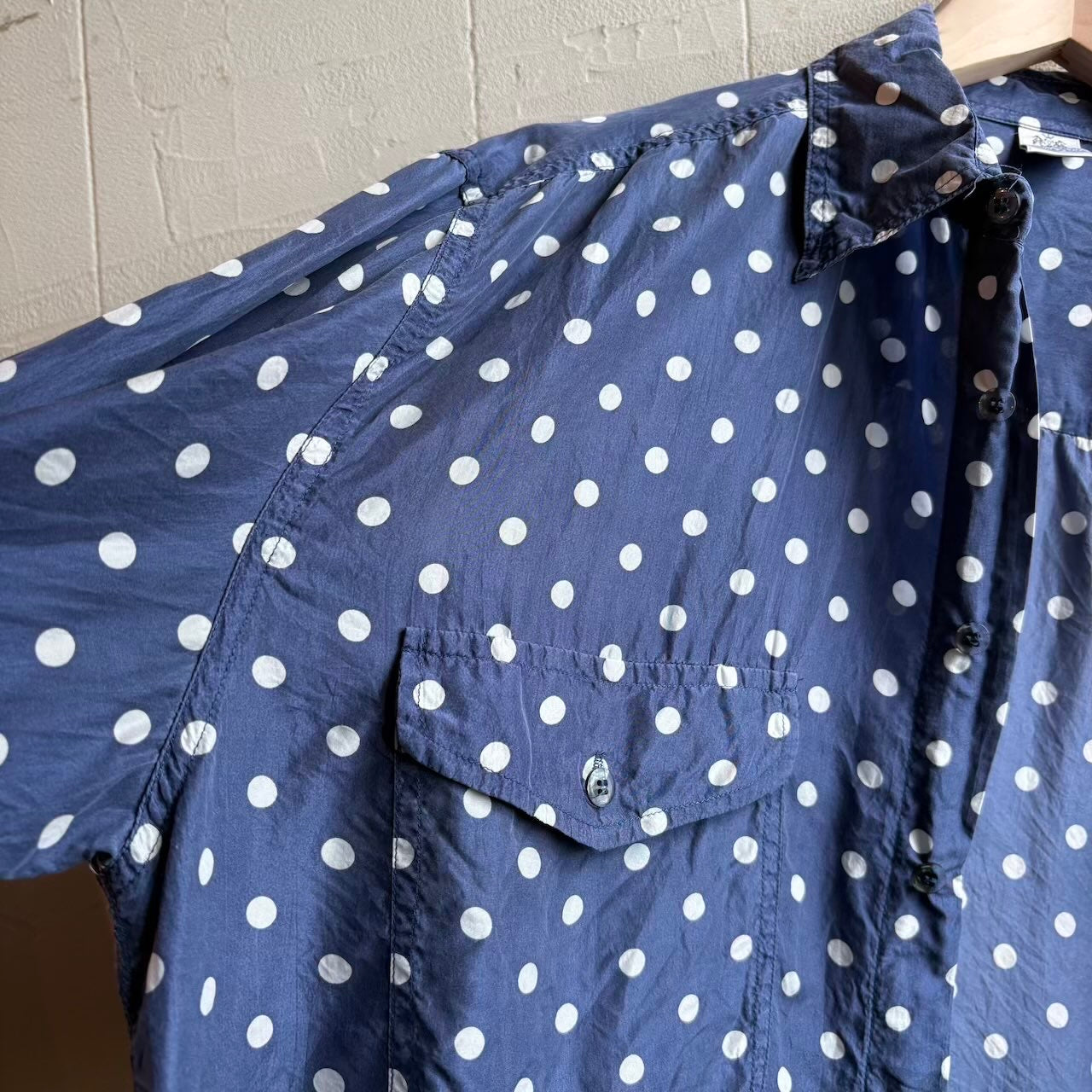 【古着】Walbusch / ヴァルブッシュ シルクドット シャツ ブルー